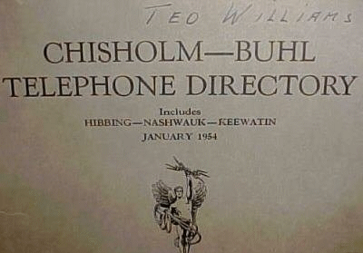 Hibbing  1954 telephone directory Buhl detail